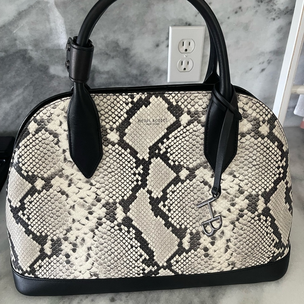 Henri Bendel Black and Cream Satchel
